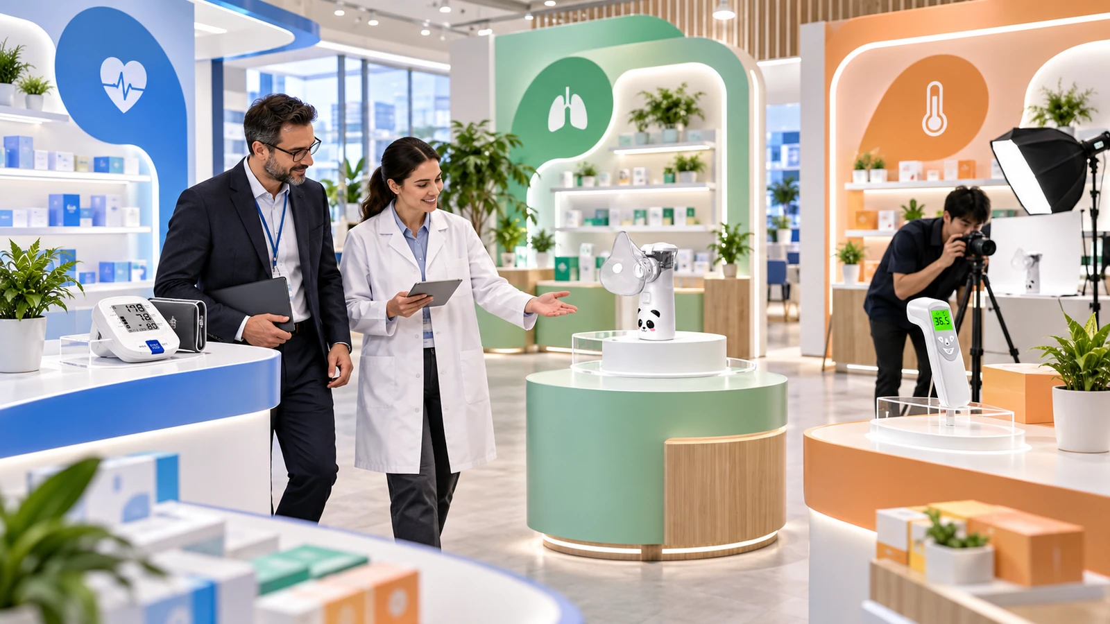 Healthcare retail and digital channel planners reviewing different home healthcare assortment zones