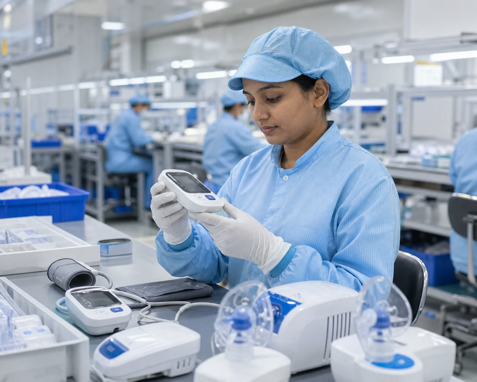 Clean medical device manufacturing and inspection scene for Linova-X company updates